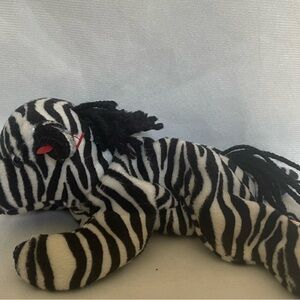 🔷️ Ty vintage retired 1995 Zebra Stuffed Beanie Animal Toy “Ziggy”
